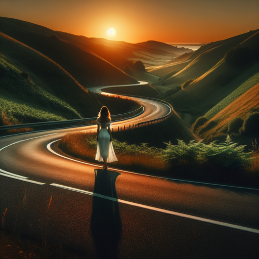 La chica de la curva en la carretera de Asturias España